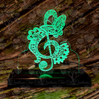 Treble Clef Zentangle, LED Edge Lit Acrylic Sign, Musician Gift, LED Lamp