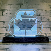 Canadian Curling Stone Flag LED Acrylic Sign, Curling Gift, LED Lamp