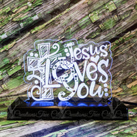 Jesus Loves You LED Lamp, Nightlight, LED Acrylic Sign