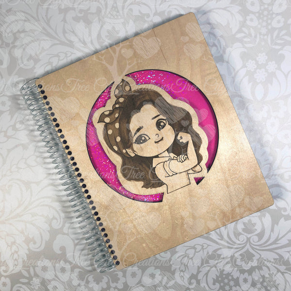 Rosie The Riveter - Spiral Bound Wood Notebook/Journal