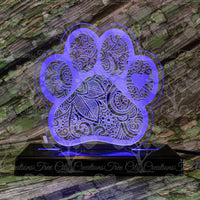 Paw Print Zentangle LED Acrylic Sign, LED Lamp, Dog Paw