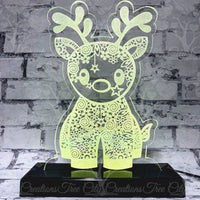Zentangle Reindeer Christmas Edge Lit Sign, LED Acrylic Sign, LED Lamp